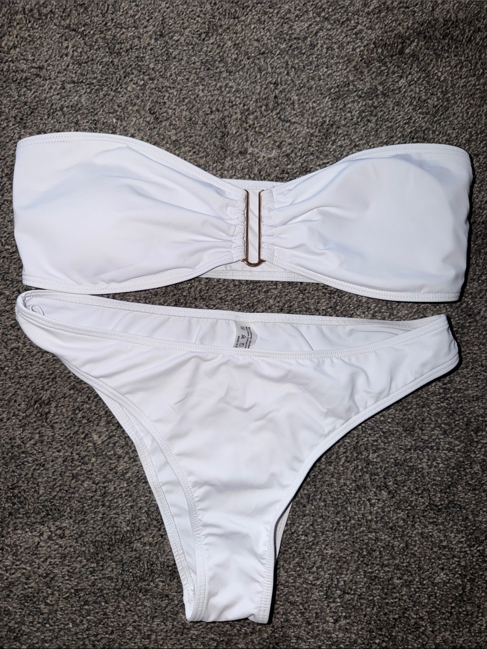 Strapless White Bandeau Bikini Set - Women Swim